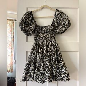 Matteau Shirred mini dress in midnight daisy sz 2